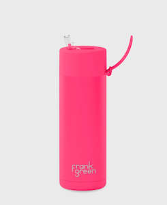 Frank Green 20oz Ceramic Reusable Drink Bottle- Neon Pink