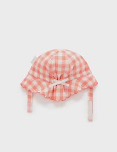 Gingham Sunhat - Coral