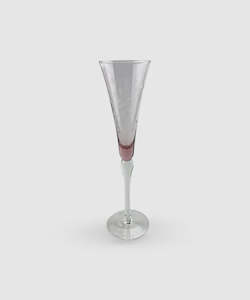 Floral Etched Wine Glasses - Pink