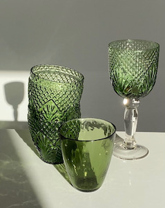 Vintage Green Tumbler Glasses