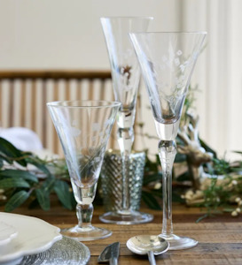 Floral Etched Wine Glasses