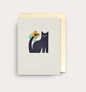 Floral Black Cat Mini Card