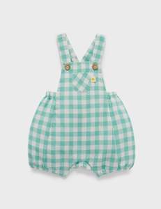 Linen Blend Overall - Lagoon Gingham