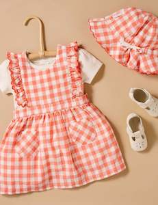 Gingham Pinnie - Coral