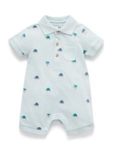 Turtle Broderie Polo Growsuit