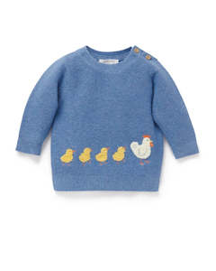 PureBaby Duck Jumper Blue Melange