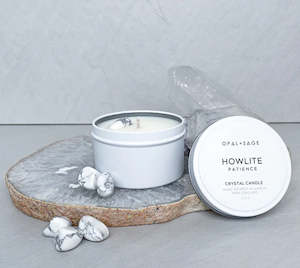 Opal + Sage Howlite Crystal Candle - Tin