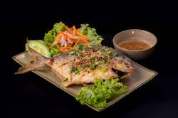 M24 - CRUNCHY GOLDEN PAMPANO FISH SERVED WITH GARLIC FISH SAUCE