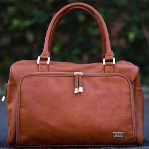 Isoki Double Zip Satchel Nappy Bag - Amber Tan