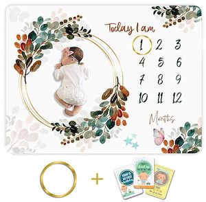 Baby Monthly Milestone Photoshoot Blanket Round Flower