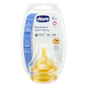 Aids Accessories: Chicco Well-Being Latex Teat 2m+ - 2 Pack