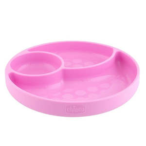 Silicone Divided Plate 12m+ pink