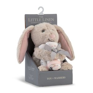 Bath Skin Care: LITTLE LINEN PLUSH TOY & WASHERS - HARVEST BUNNY