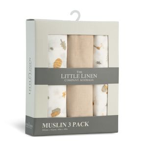 Little Linen Muslin Wrap 3pk - Nectar Bear