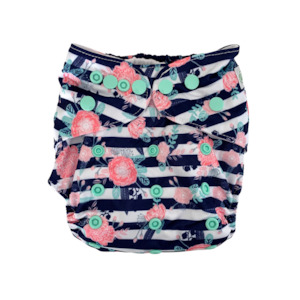 Bear Moo: Floral Stripes Cloth Nappy