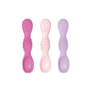 Bumkins Silicone Spoon 3pk - Lollipop - Pink