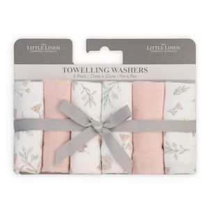 The Little Linen Company: LITTLE LINEN TOWELLING WASHER 6PK - HARVEST BUNNY FACE WASH CLOTH