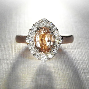 Morganite and Diamond Halo Ring