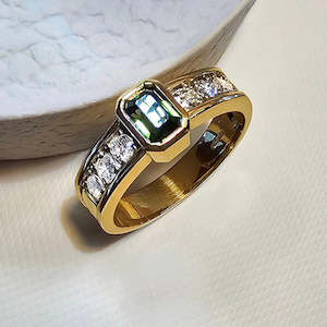 Luminous Green Sapphire & Diamond Ring