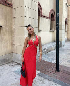 Womenswear: Romeo Ring Maxi Dress in Strawberry