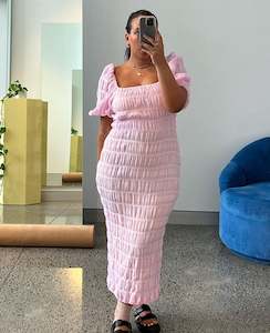 Mirella Puff Sleeve Dress in Pink