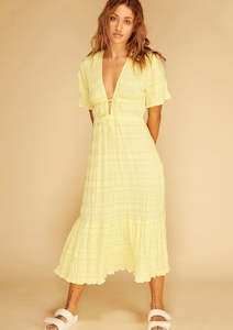 Mirella V Neck Dress in Lemon