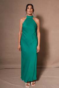 Womenswear: Claire Satin Drape Dress in Green