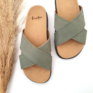 Lexi Leather Slide Khaki | Last Pairs 38