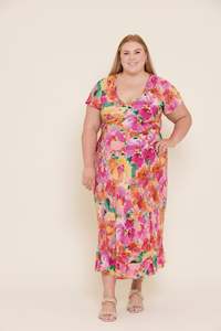 Kata Silk Midi Dress - Size 22