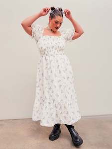 Costume hiring: Rose Pattern Midi Dress - Size 24