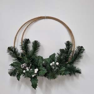 Wreath pinecones white berries