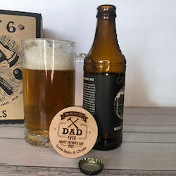 Gifts: Personalised Dad Tools Magnetic Round Wooden Bottle Opener