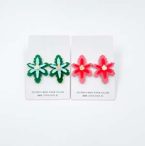 FLORA - Mini Stud Coral-Neon Red