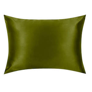 Clothing: Olive Green Silk Pillowcase-  NZ Standard Size - Zip Closure