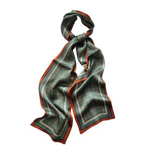 Clothing: Verdant Blossom Pure Mulberry Silk Long Scarf Silk Twilly