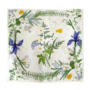 Clothing: Spring Anemone Pure Mulberry Silk Square Scarf Bandana