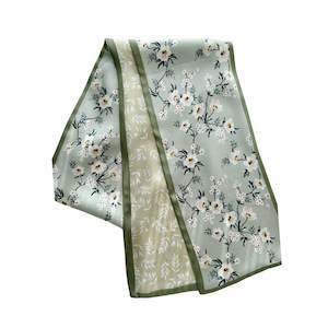 Clothing: Meadow Blossom Pure Mulberry Silk Long Scarf Silk Twilly