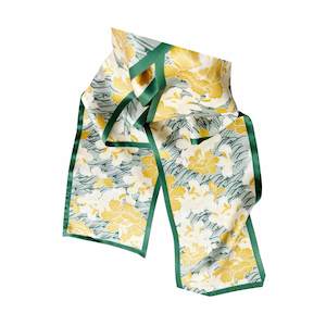 Sunny Daffodil Pure Mulberry Silk Long Scarf Silk Twilly