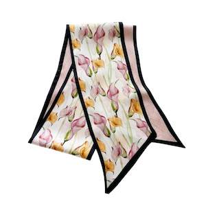 Clothing: Blushing Calla Lily Pure Mulberry Silk Long Scarf Silk Twilly