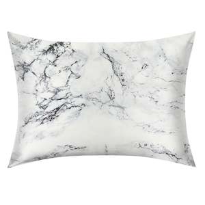 Clothing: Calacatta Marble Silk Pillowcase-  NZ Standard Size - Zip Closure