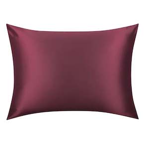 Clothing: Burgundy Silk Pillowcase - USA Standard Size - Zip Closure