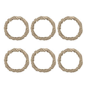 6 Pack Premium Mini Mulberry Silk Scrunchies - Champagne