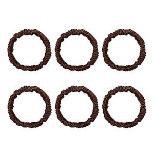 6 Pack Premium Mini Mulberry Silk Scrunchies - Chocolate