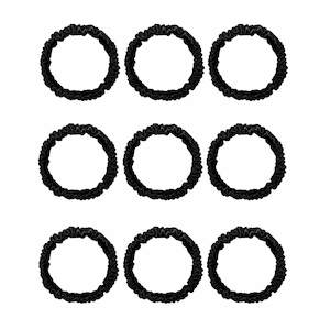 9 Value Pack Premium Mini Mulberry Silk Scrunchies - Black