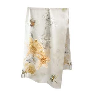 Clothing: Golden Bloom Pure Mulberry Silk Extra Large Long Scarf