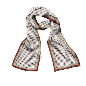 Clothing: Houndstooth Elegance Pure Mulberry Silk Long Scarf Silk Twilly