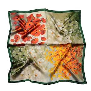 Botanical Bliss Silk Square Pure Mulberry Silk Scarf Bandana