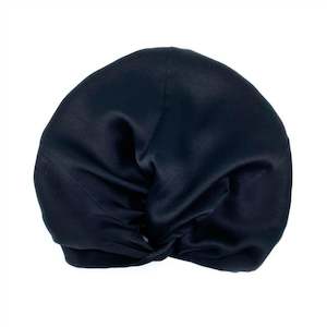 Silk Sleep Cap for Women Hair Care Natural Silk Double Layer Bonnet - Black - On…