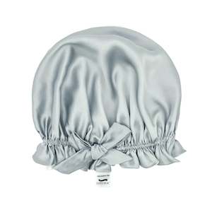 Double Layer Women Silk Sleep Cap Hair Bonnet 100% Mulberry Silk - Silver - Medium to Large