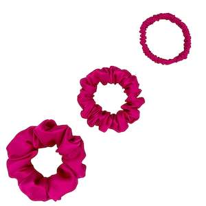 Silk Scrunchies Trio - Viva Magenta - Mini, Small, Medium